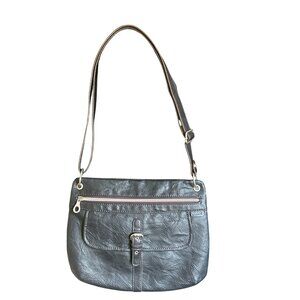 💖Relic Black Faux Leather Crossbody Bag With Adjustable Strap & Multiple Zipper